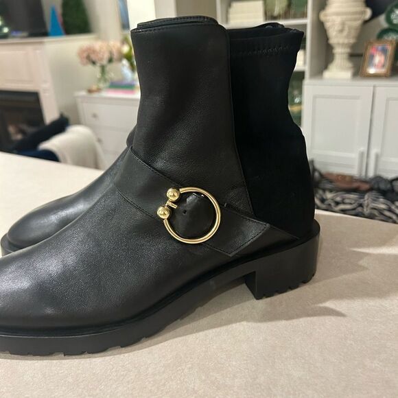Stuart Weitzman New $595 Luxering Black Leather Bootie Size 9 - Picture 6 of 10